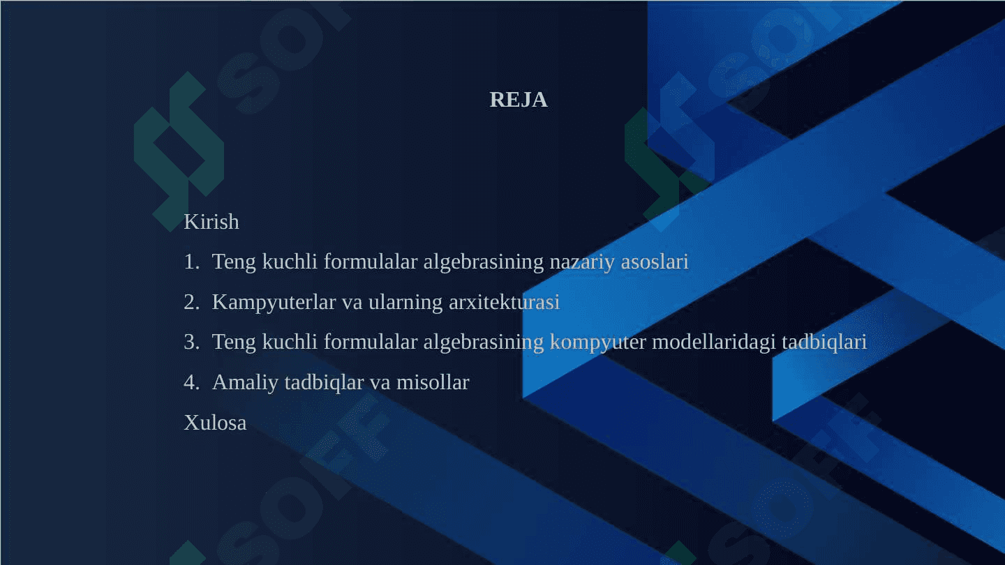 Teng kuchli formulalar algbrasini tadbiqlari 2