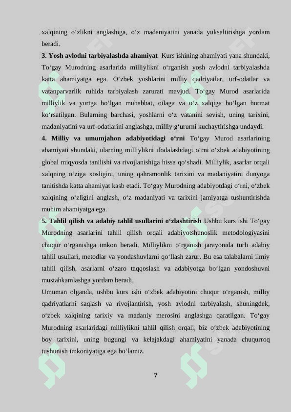 Toğay Murod asarlarida milliylik 7