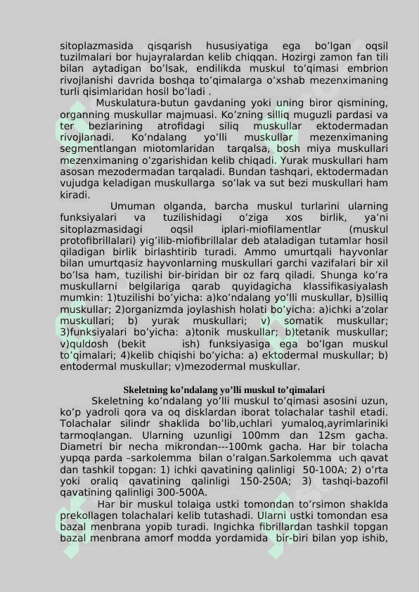 MUSKUL TO‘QIMASI 2