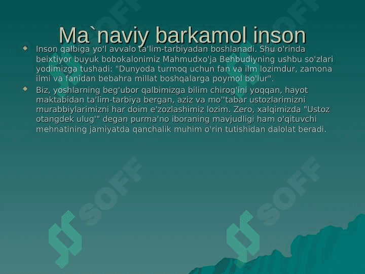 SHAXS BARKAMOLLIGI 3