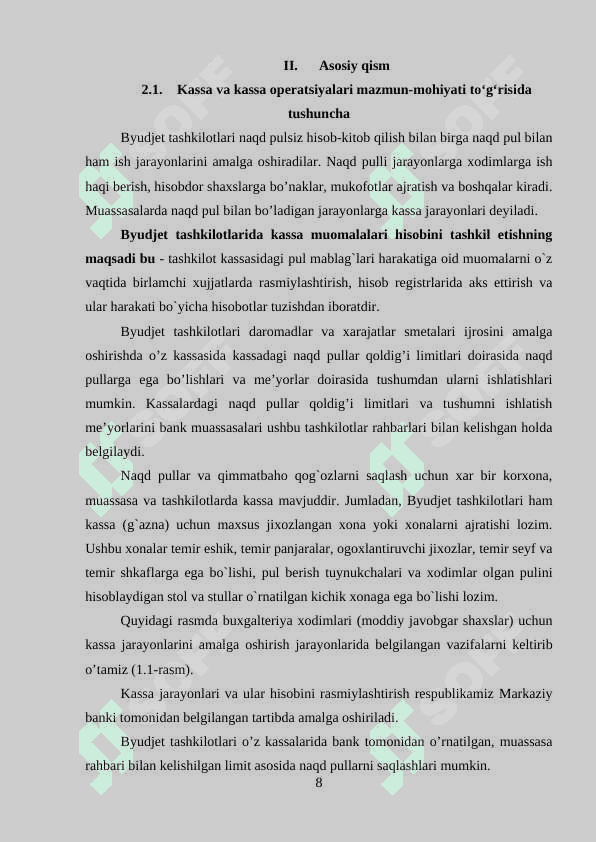 BYUDJET TASHKILOTLARIDA KASSA VA KASSA OPERATSIYALARI 8
