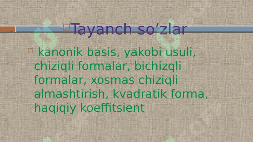 Kvadaritik formani kanonik shaklda                      kеltirish. 2