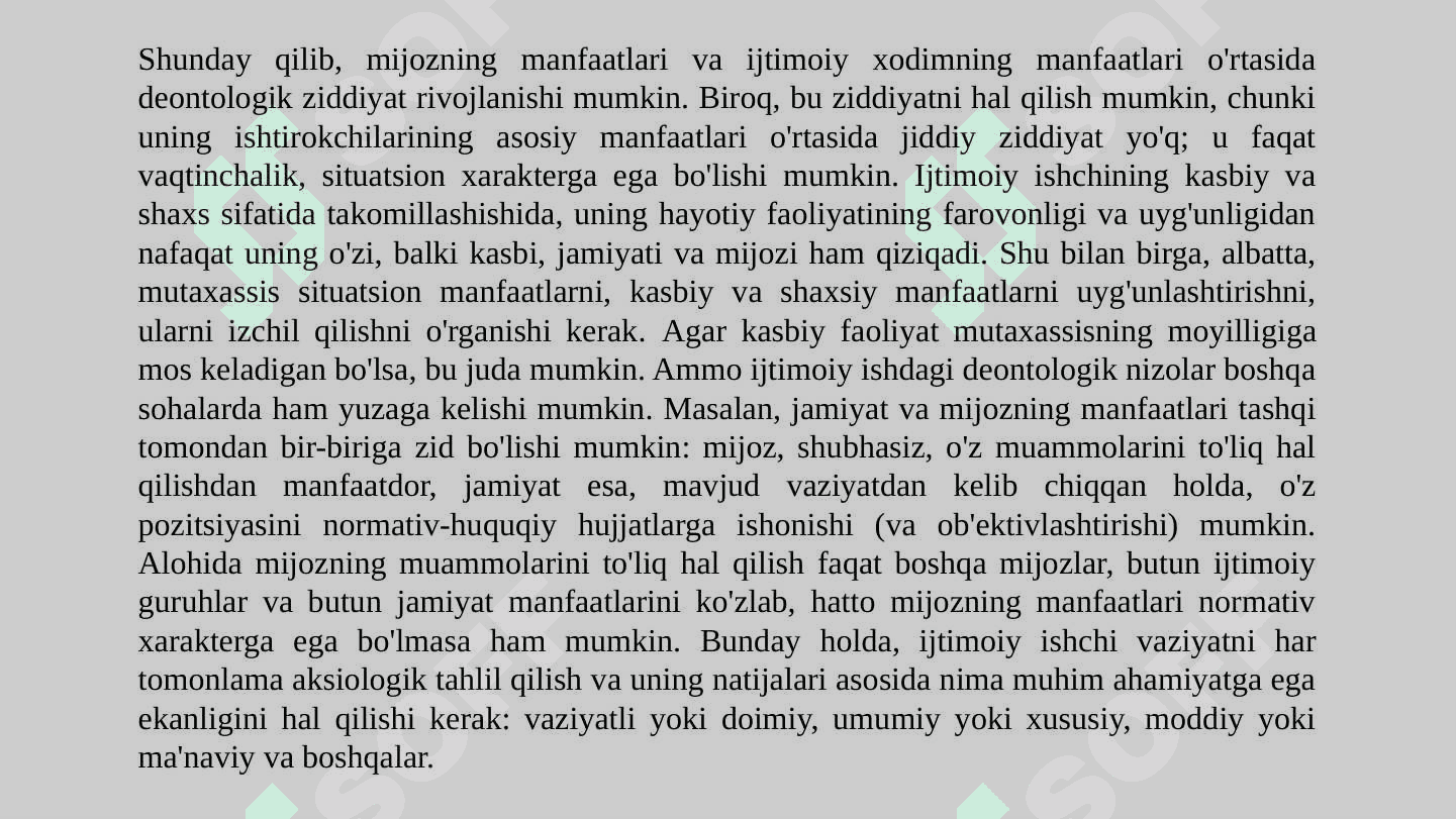 Ijtimoiy ishdagi deontologik konfliktlar. 5