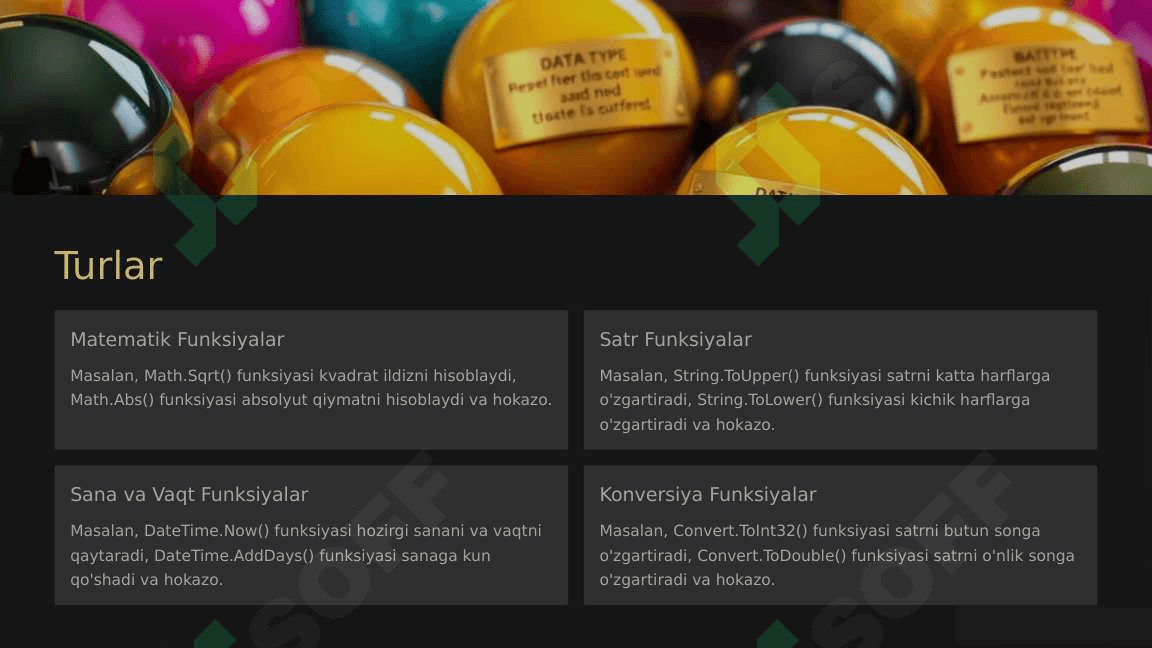 C# dasturlash tilida standart funksiyalar 3