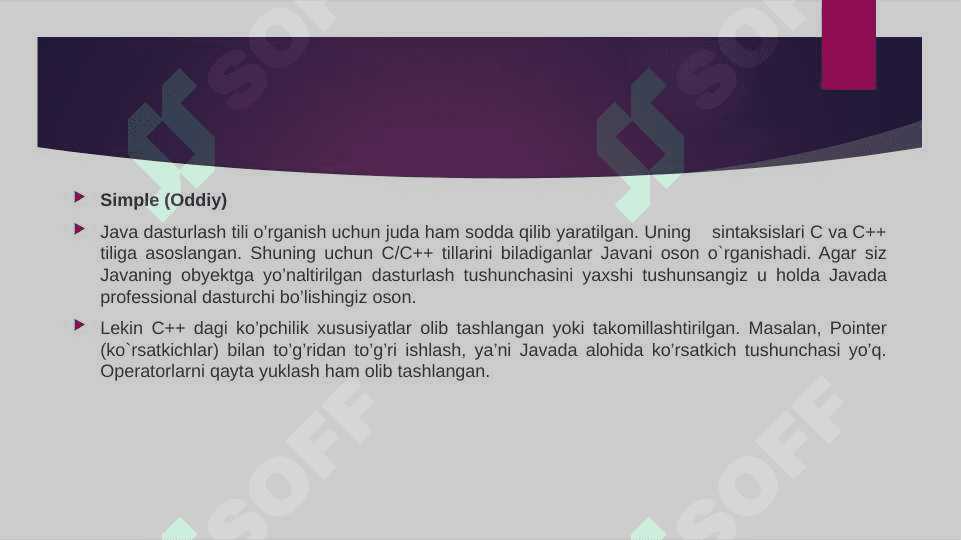 Java Dasturlash tilida haqida 8