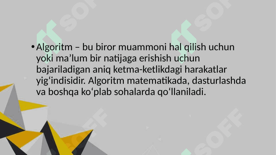 Algoritm Algoritm turlari Algoritmlarni tuzish 2