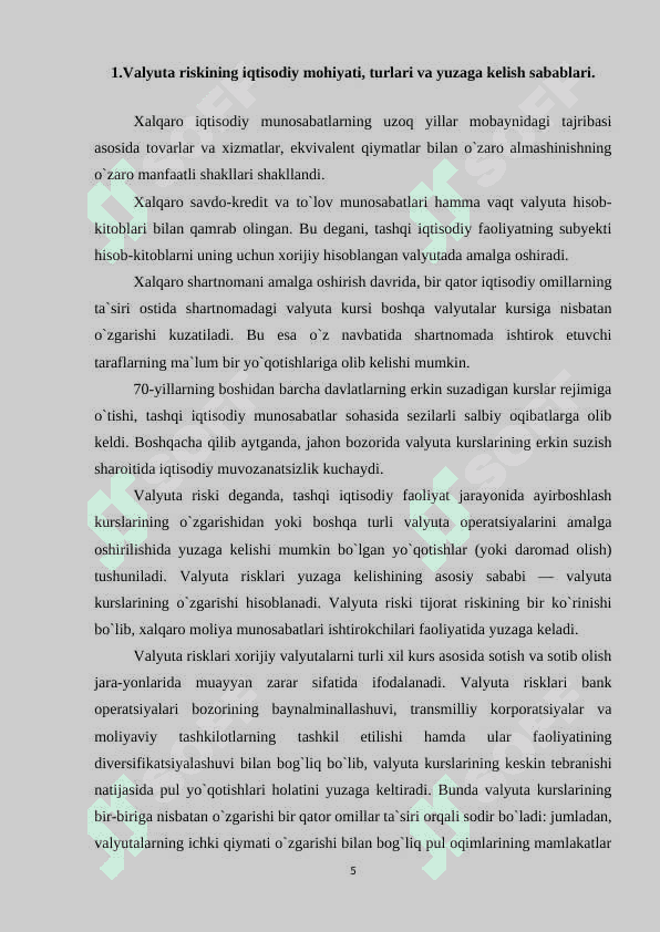 Valyuta riski va uni kamaytirish yo`llari 5