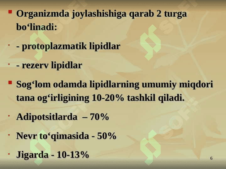 LIPIDLAR ALMASHINUVI BIOKIMYOSI 6