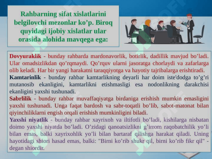 Menejer faoliyati samaradorligini baholash usullari 6