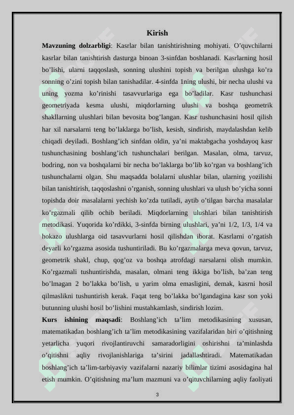 Kasr tushunchasi bilan tanishtirish 2