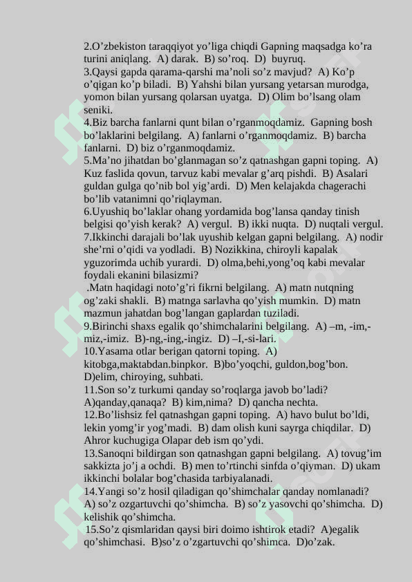 4-sinf nazorat ishlari toʻplami 5
