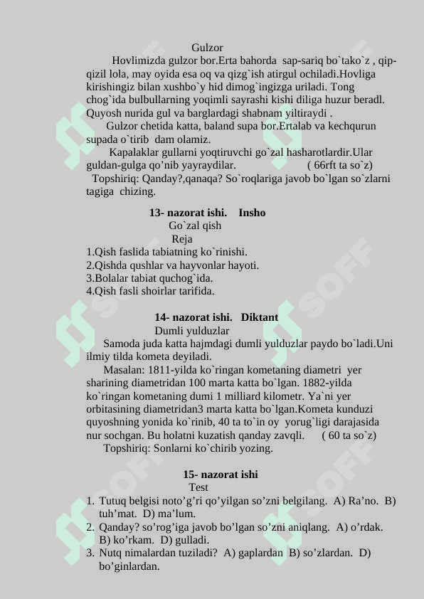 4-sinf nazorat ishlari toʻplami 7