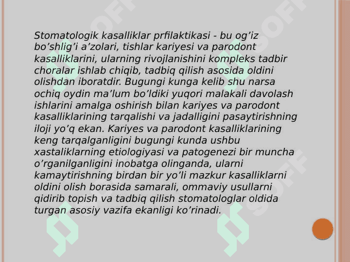 Parodont va og'iz shilliq pardasi kasalliklarini oldini olish maqsadida sanitariya oqartuv hamda sog'lom turmush tarzi targ'ibot ishlarini olib            borishning shakllari. 2