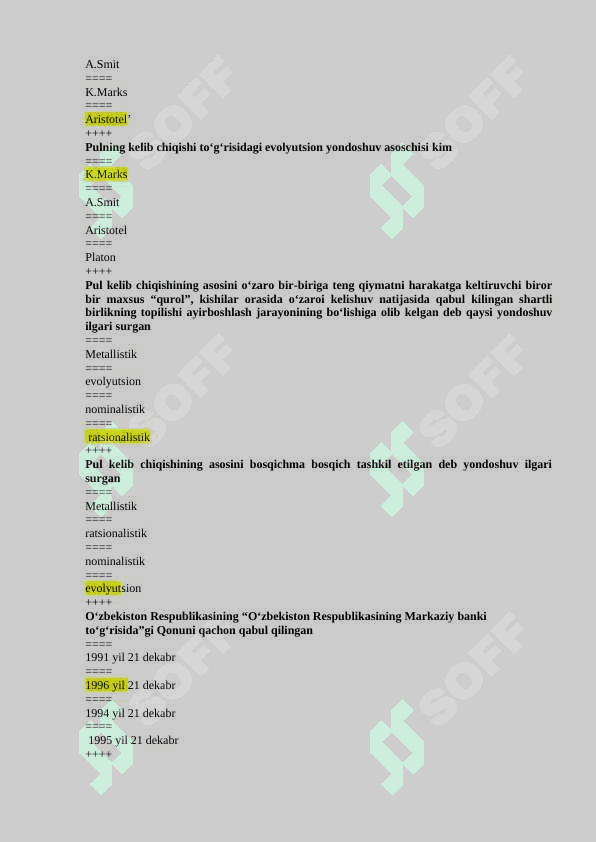 Bank ishi test javoblari bilan 6