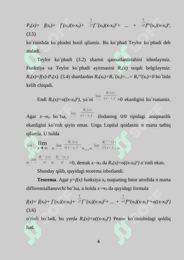 Teylor formulasi qoldiq hadining turli shakllari 4