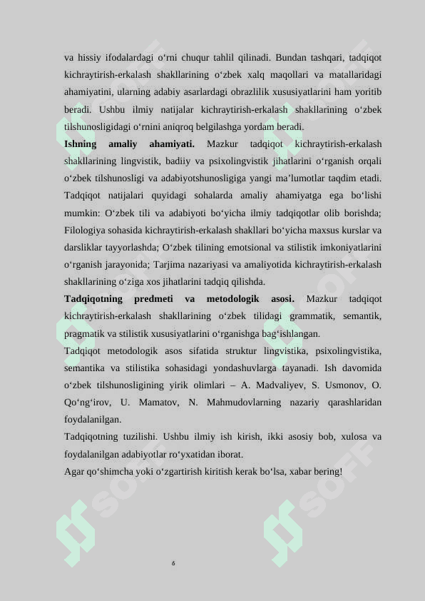 O'zbek tilida kichraytirish-erkalash ma'nosining ifodalanishi 6