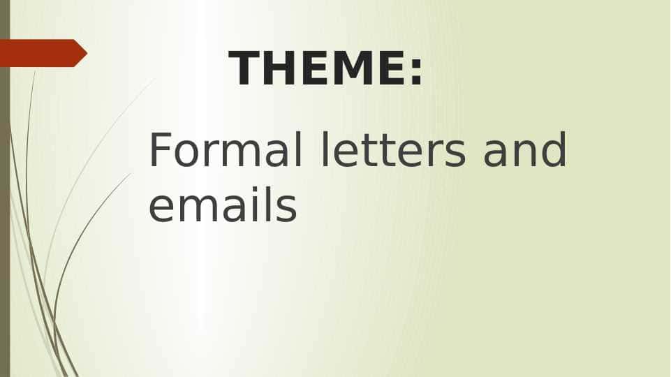 Formal letters and emails