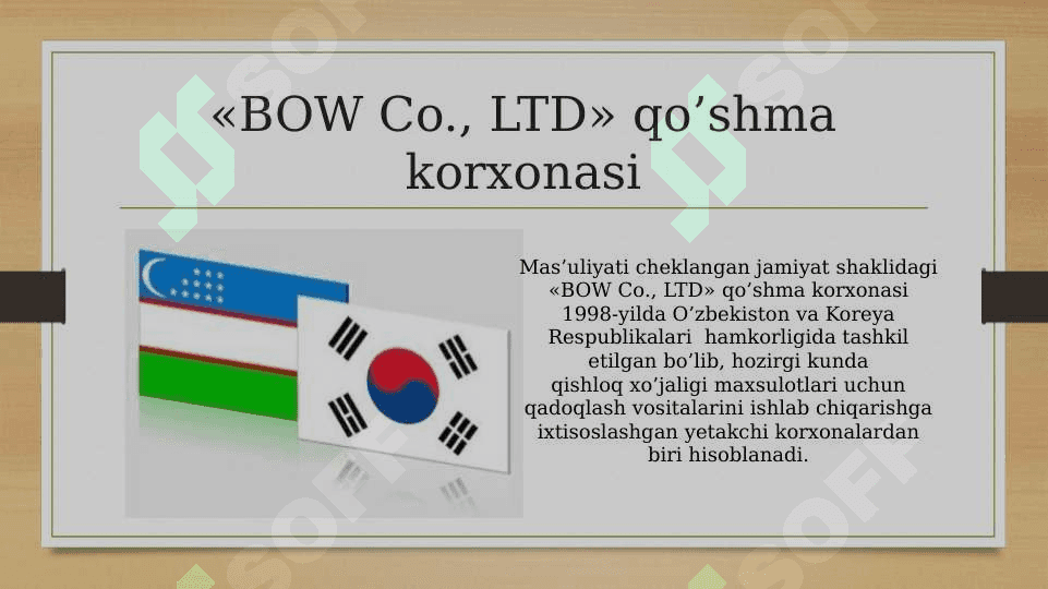 «BOW Co., LTD» qo’shma korxonasi 2