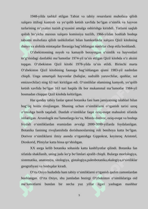 O‘zbekiston Respublikasi Qizil kitobi 5