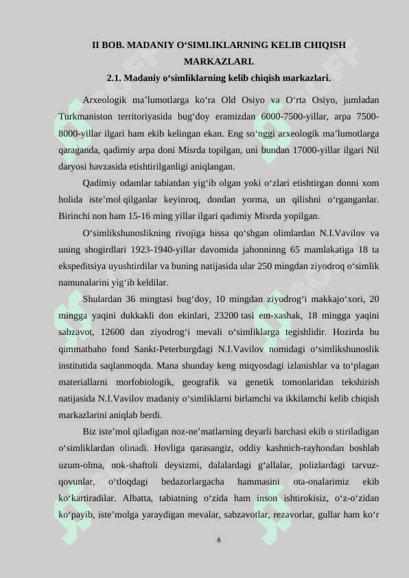 Madaniy o‘simliklarning kelib chiqishi 6