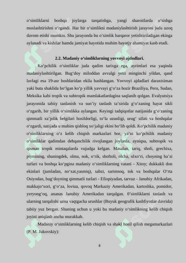 Madaniy o‘simliklarning kelib chiqishi 8