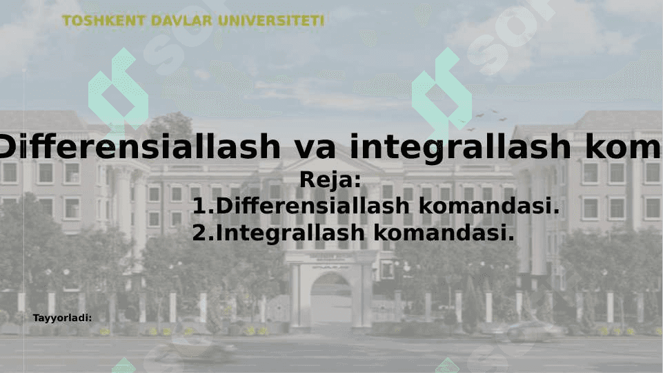 Differensiallash va integrallash komandalari 2