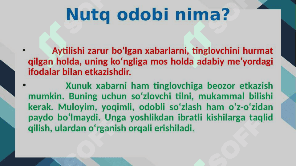 TIL VA NUTQ. NUTQ ODOBI. NUTQIY ETIKET 8