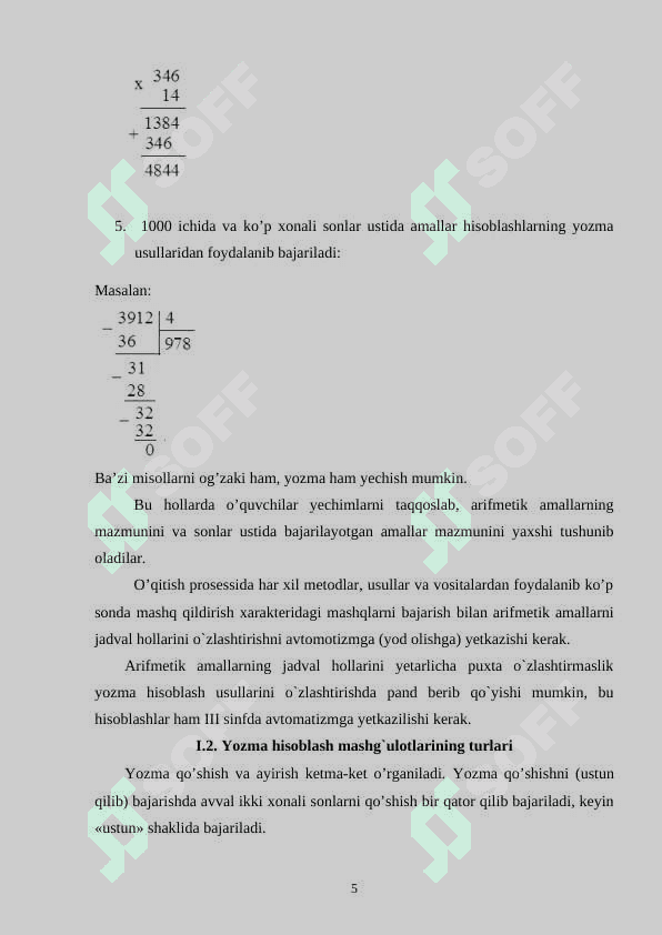 YOZMA HISOBLASH ALGORITMINI O’RGATISH 5
