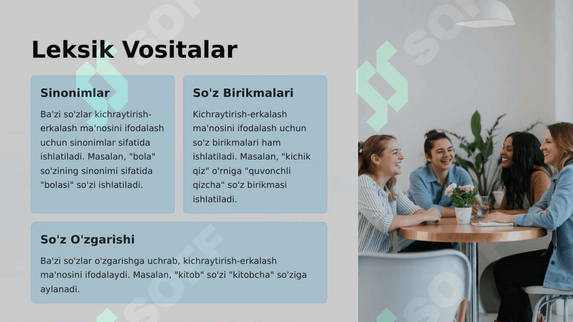 O'zbek tilida kichraytirish-erkalash ma'nosining ifodalanishi 3