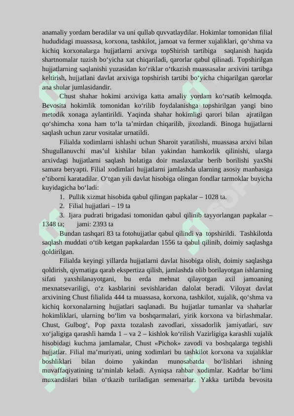 MUSTAQIL O‘ZBEKISTONDA ARXIV ISHI 2