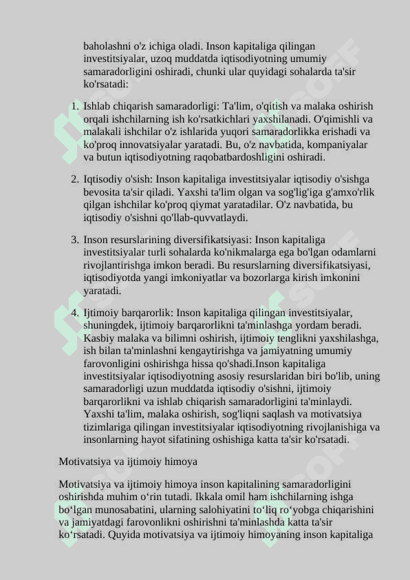 Inson kapitaliga investitsiyalarning mohiyati va   samaradorligi. 8