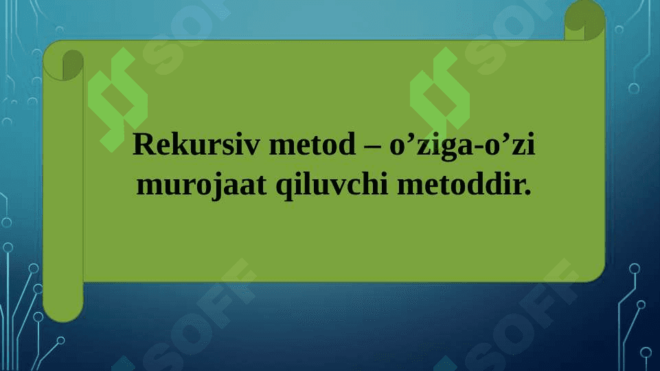Rekursiv va qayta yuklanuvchi metodlar. 2