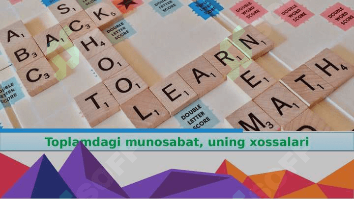 Toplamdagi munosabat, uning xossalari 2
