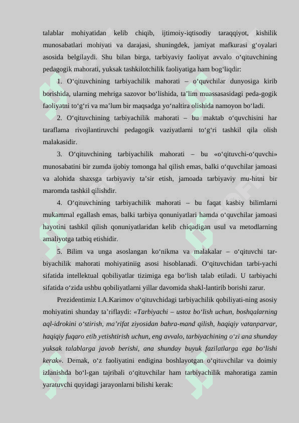 O’QITUVCHINING TARBIYACHI SIFATIDAGI MAHORATI 5
