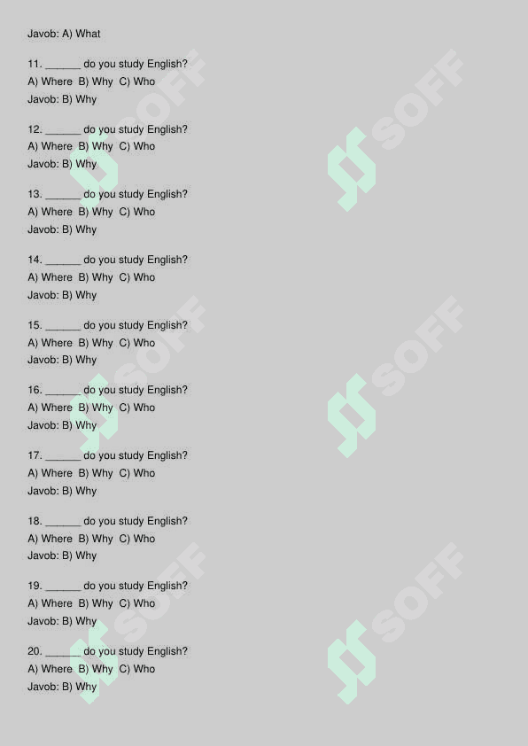 Ingliz tili test 2