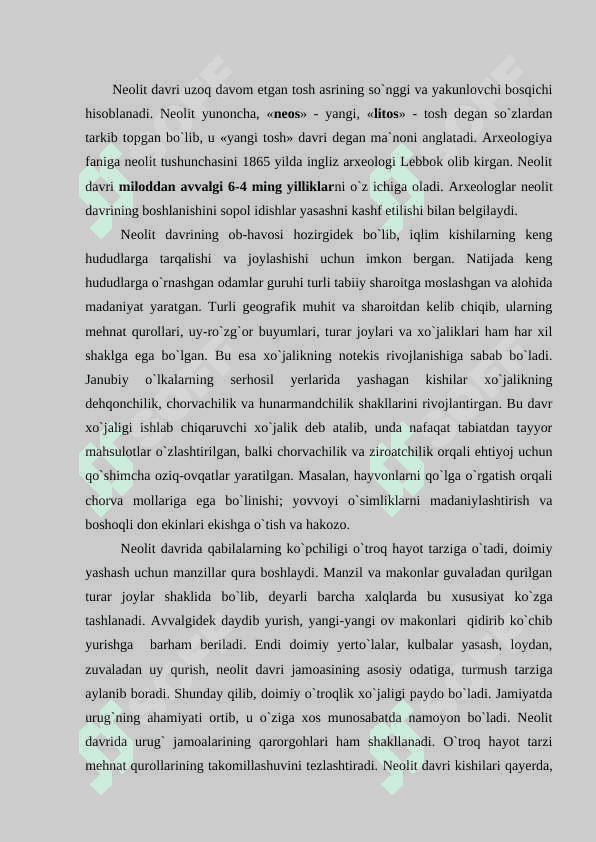 Neolit davri arxeologiyasi 3