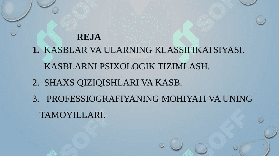 Kasblar va ularning klassifikatsiyasi. 2