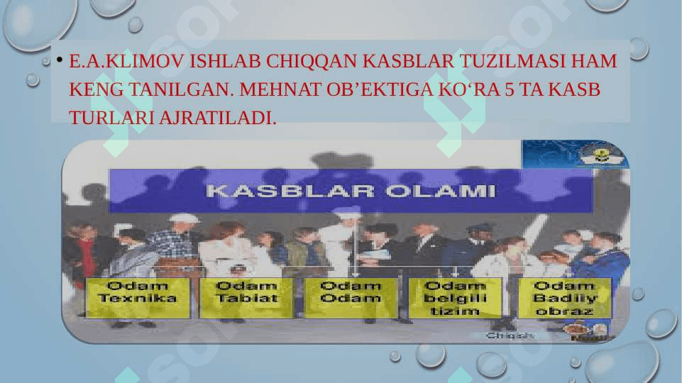 Kasblar va ularning klassifikatsiyasi. 4