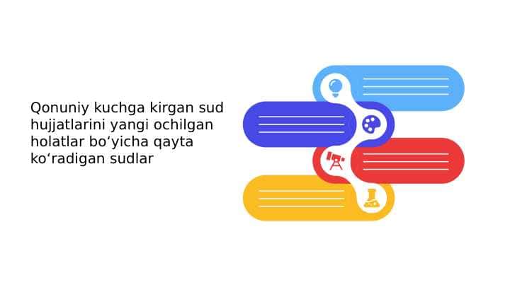 Qonuniy kuchga kirgan sud hujjatlarini yangi ochilgan holatlar bo‘yicha qayta ko‘radigan sudlar