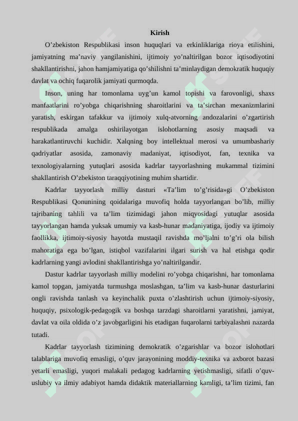 Kadrlar tayyorlash milliy dasturida ilm-fan va ishlab chiqarishning integratsiyalashuvi 2