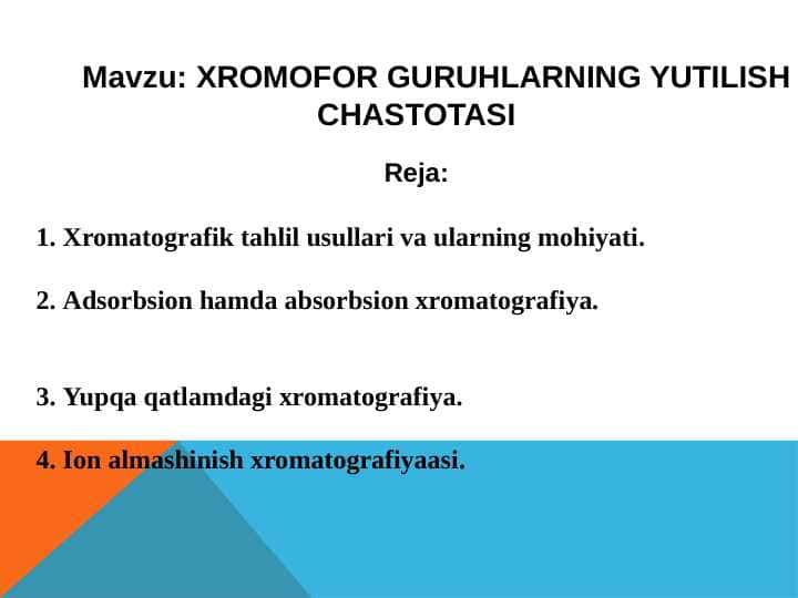 XROMOFOR GURUHLARNING YUTILISH CHASTOTASI