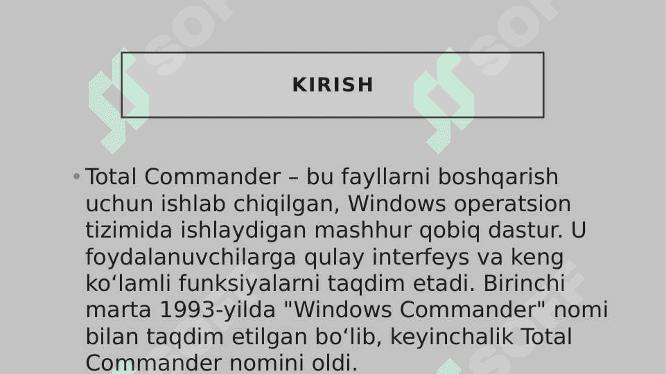 Total Commander qobiq dasturining imkoniyatlar 2