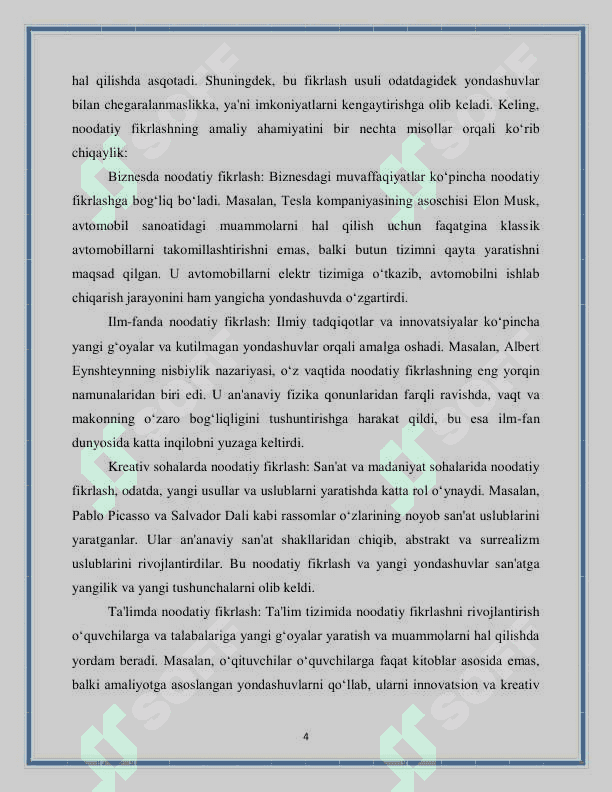 Noodatiy fikrlash asoslari (qutichadan tashqarida fikrlash) 4