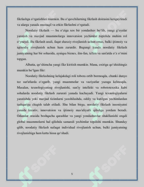 Noodatiy fikrlash asoslari (qutichadan tashqarida fikrlash) 5
