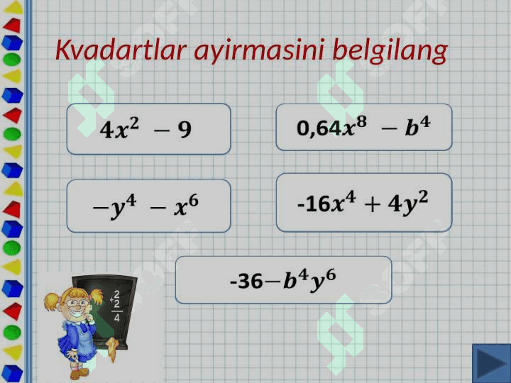 KVADRATLAR AYIRMASI 3