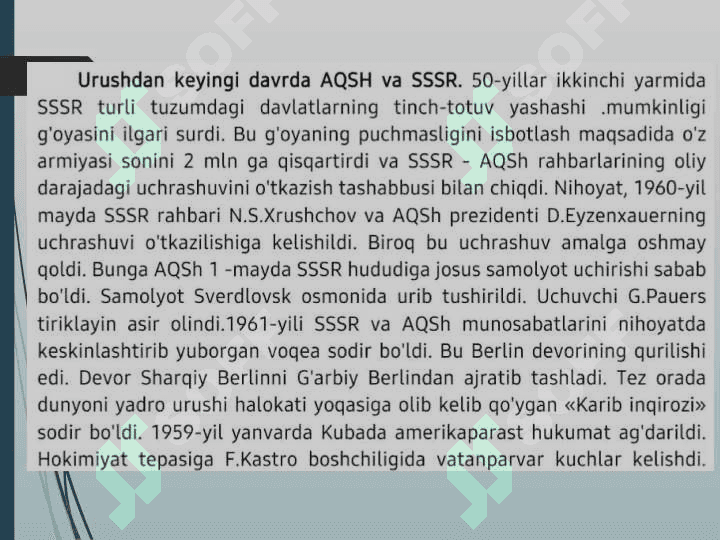 Urushdan keyingi davrda Aqsh va SSSR 2