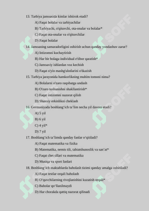 TARBIYA VA TA’LIM FANIDAN TEST 150TA 4