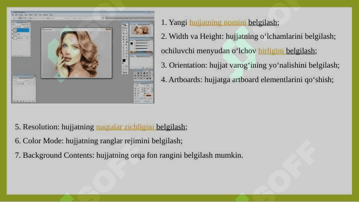 Photoshop dasturiy paketi va uning imkoniyatlari 8