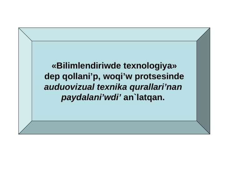 Pedagogikali’q texnologiya 1