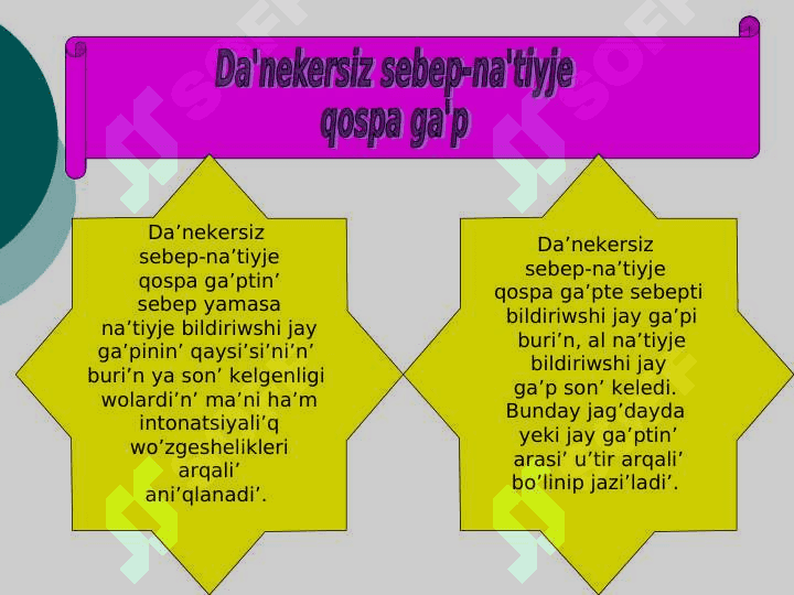 Da'nekersiz sebep-na'tiyje qospa ga'p 2